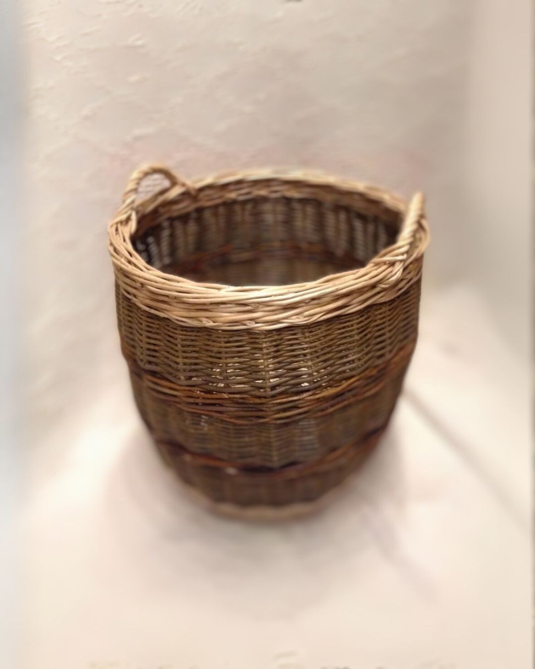 White and Brown Willow Log Basket